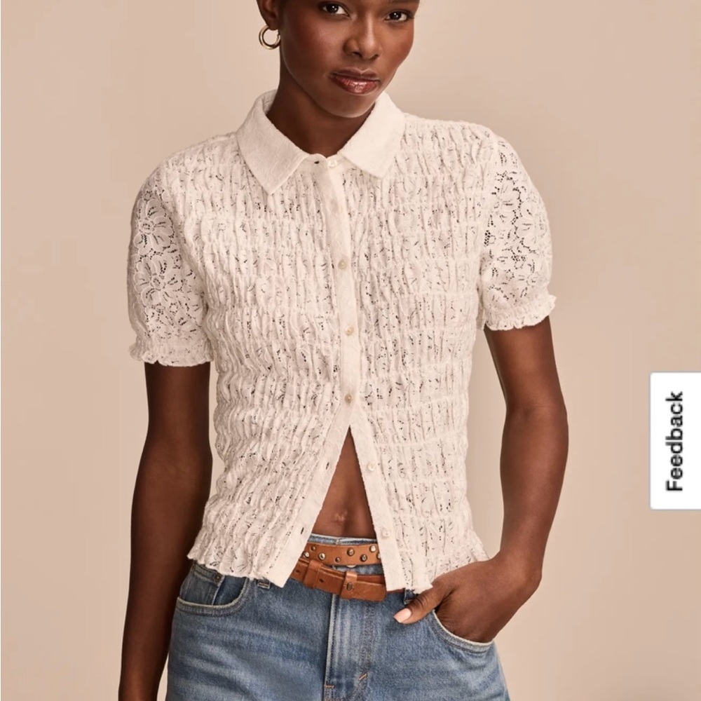 NWOT Lucky Brand White Lace Top